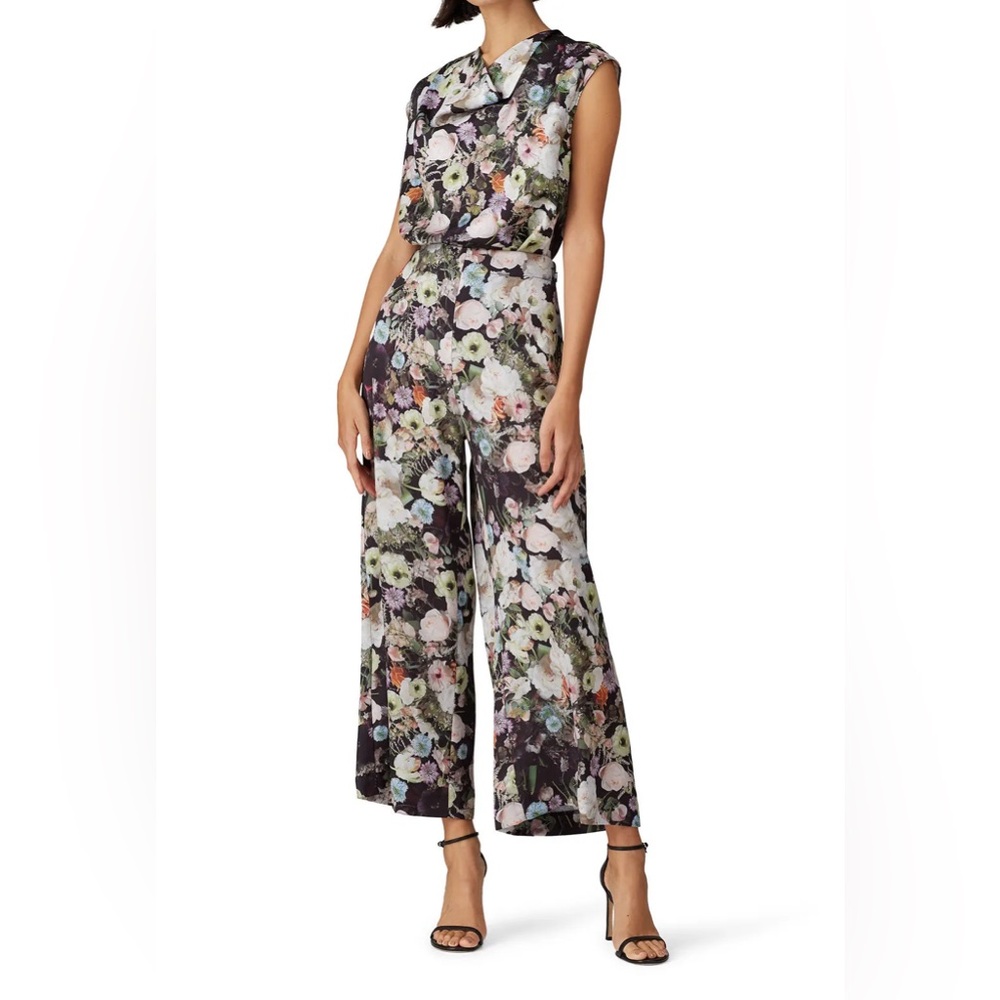 Adam Lippes Collective floral high rise wide leg satin culottes pants 6 R